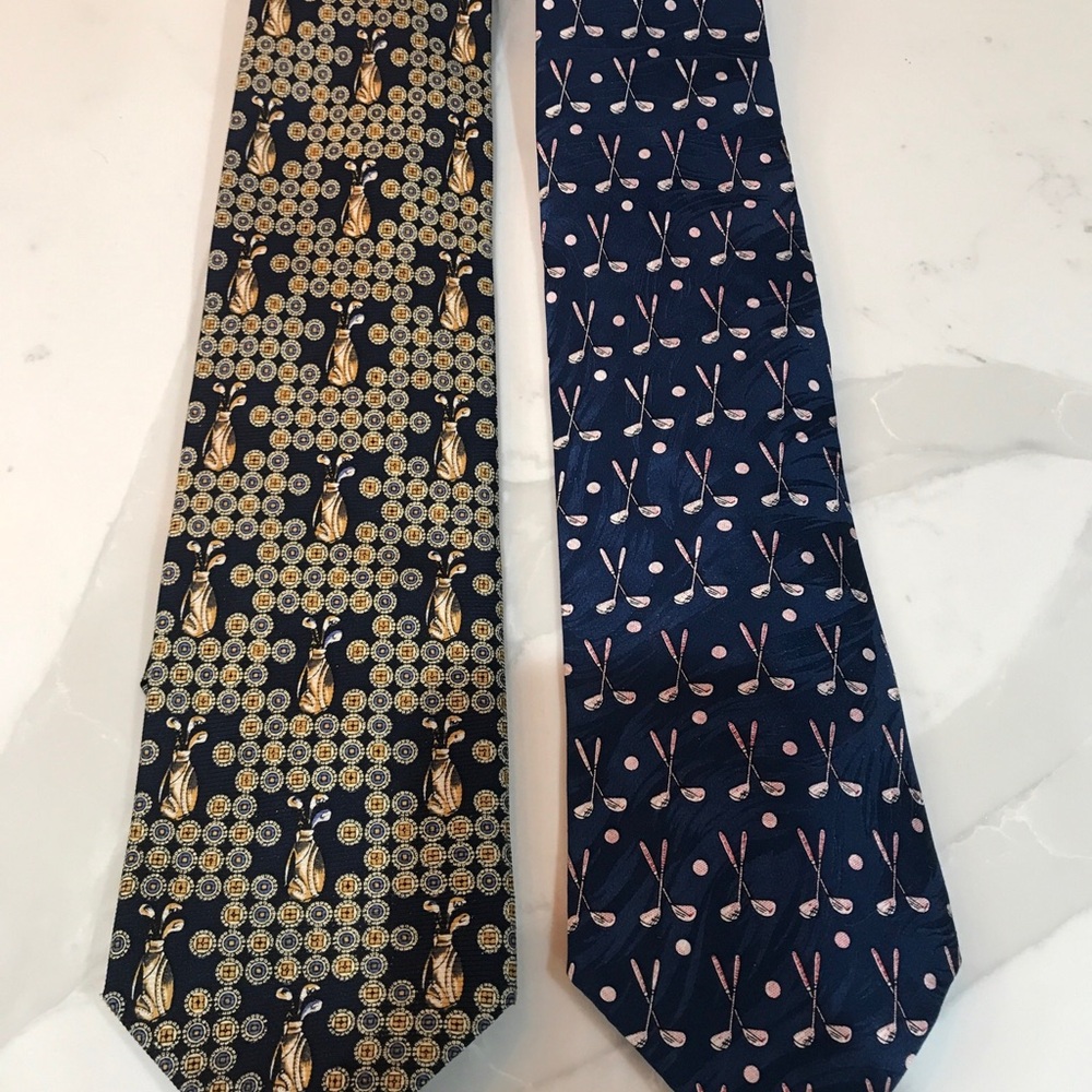 Elegant Golf Patterned Silk Ties Set of 2
